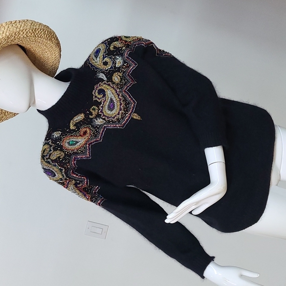 I.B. Diffusion 1989 Beaded Silk Nylon Angora Rabbit Lambswool Sweater